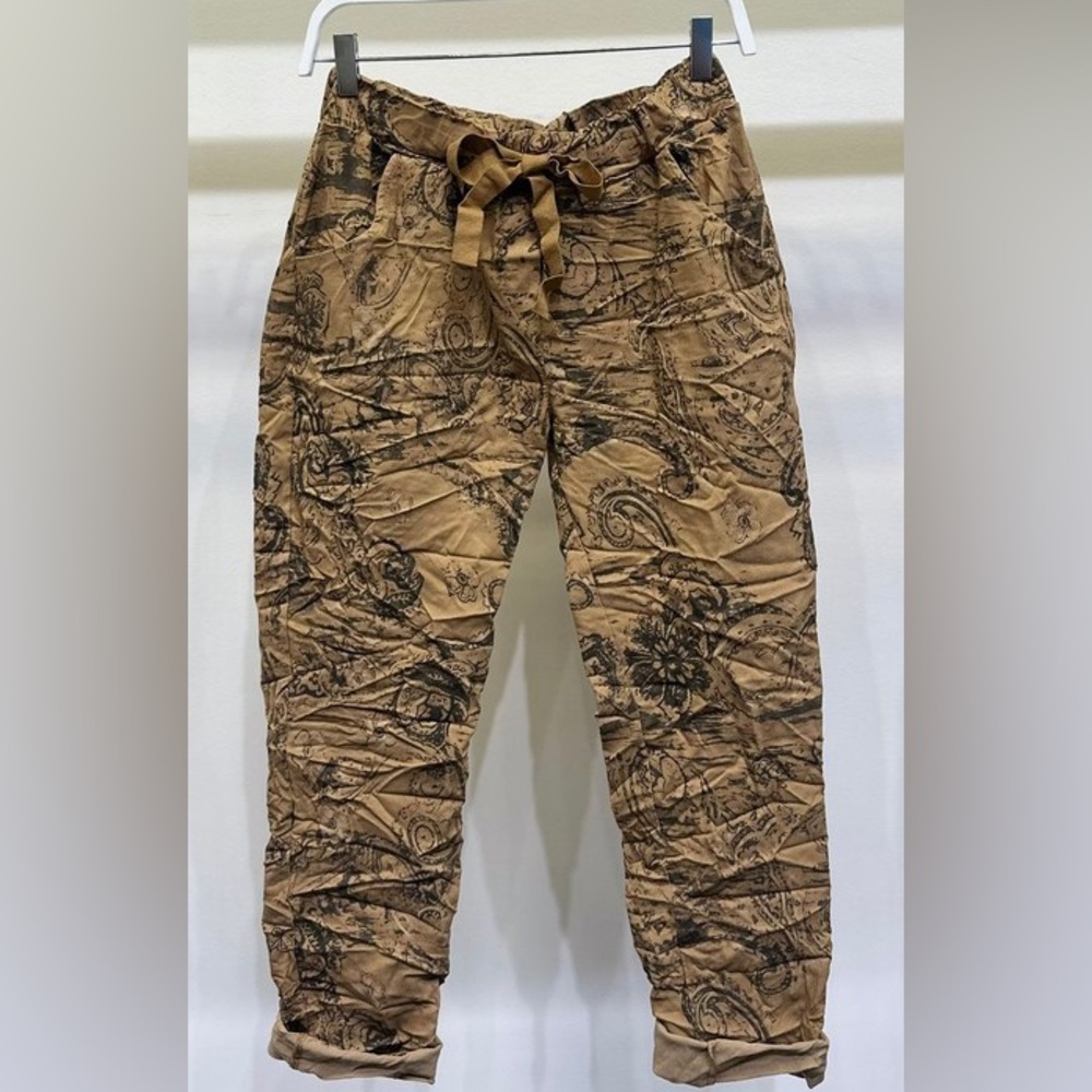 Venti 6 Paisley Print Drawstring Crinkle Joggers